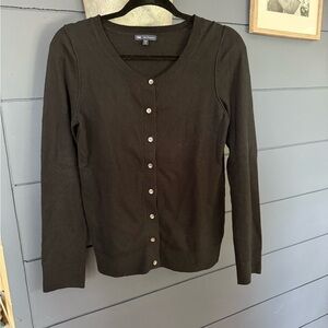 Gap full length black cashmere cotton blend button up cardigan medium